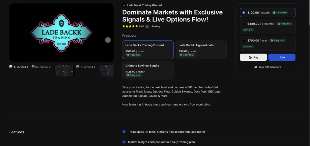 Lade Backk Trading Pricing